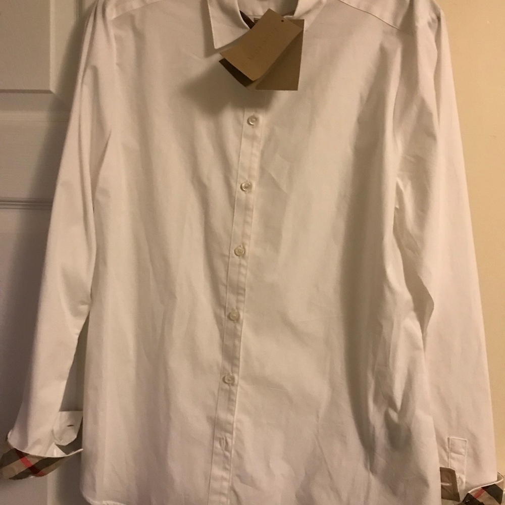 White Button Down Burberry Shirt